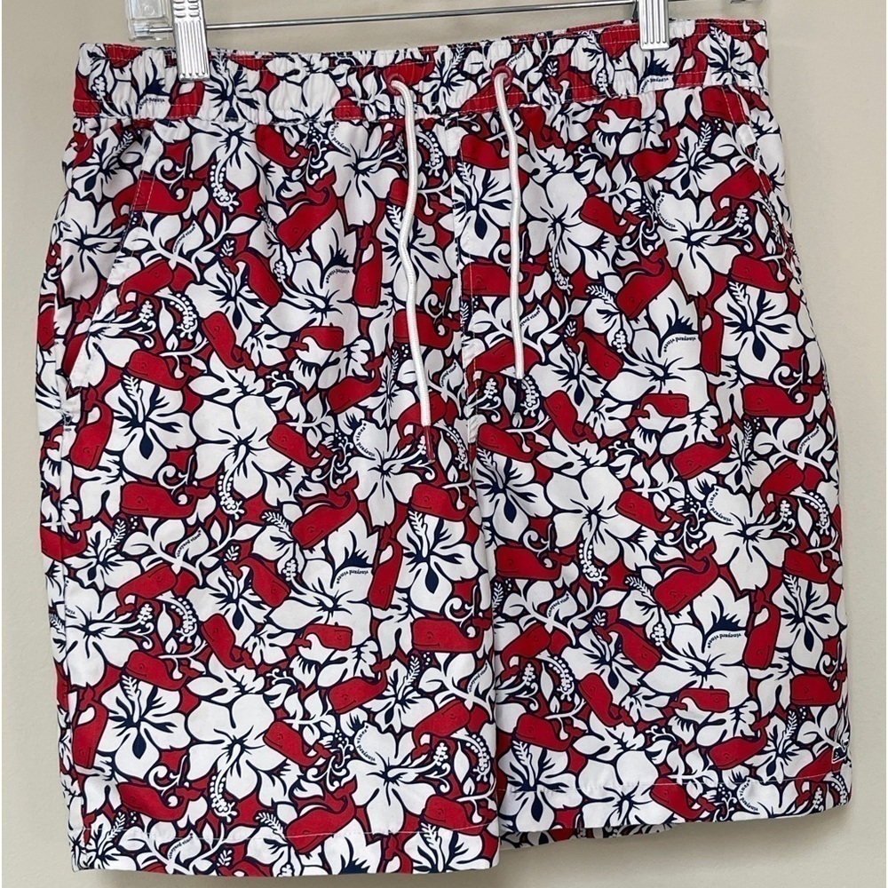 Vineyard Vines x Target: Men’s Hibiscus Whale Swimsuit, Red/White/Black, Size S